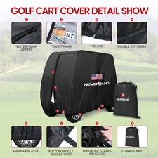 NEVERLAND Waterproof Golf Cart Cover 4 Passenger 210D for Yamaha EZGO Club Car