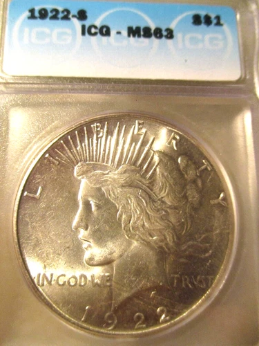 1922-S PEACE SILVER DOLLAR MS63 ICG "MIRROR FINISH"