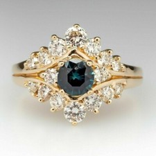 2.28Ct Round Cut Lab-Created London Blue Topaz Engagement Ring 925 Silver