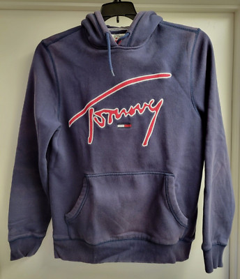 Tommy Hilfiger Denim Logo Casual Blue Hoodie Sweatshirt Size Small