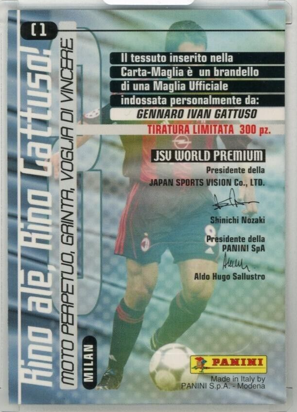 2001 Panini Calcio Cards Premium Gennaro Gattuso Jersey Card #C1