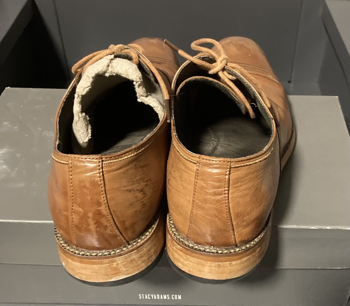 Stacy Adams Men’s Tan Lace Up Bingham Oxford Dress Shoes Size 7 Tan Stacy Adams Shoes Lace Cap Toe Oxford Shoes Brown Stacy  main image 3