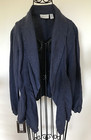 Chico's Women's Linen Blazer Sz 0 US Sz S Solid Blue Drape Front 3/4 Sleeve — photo 4