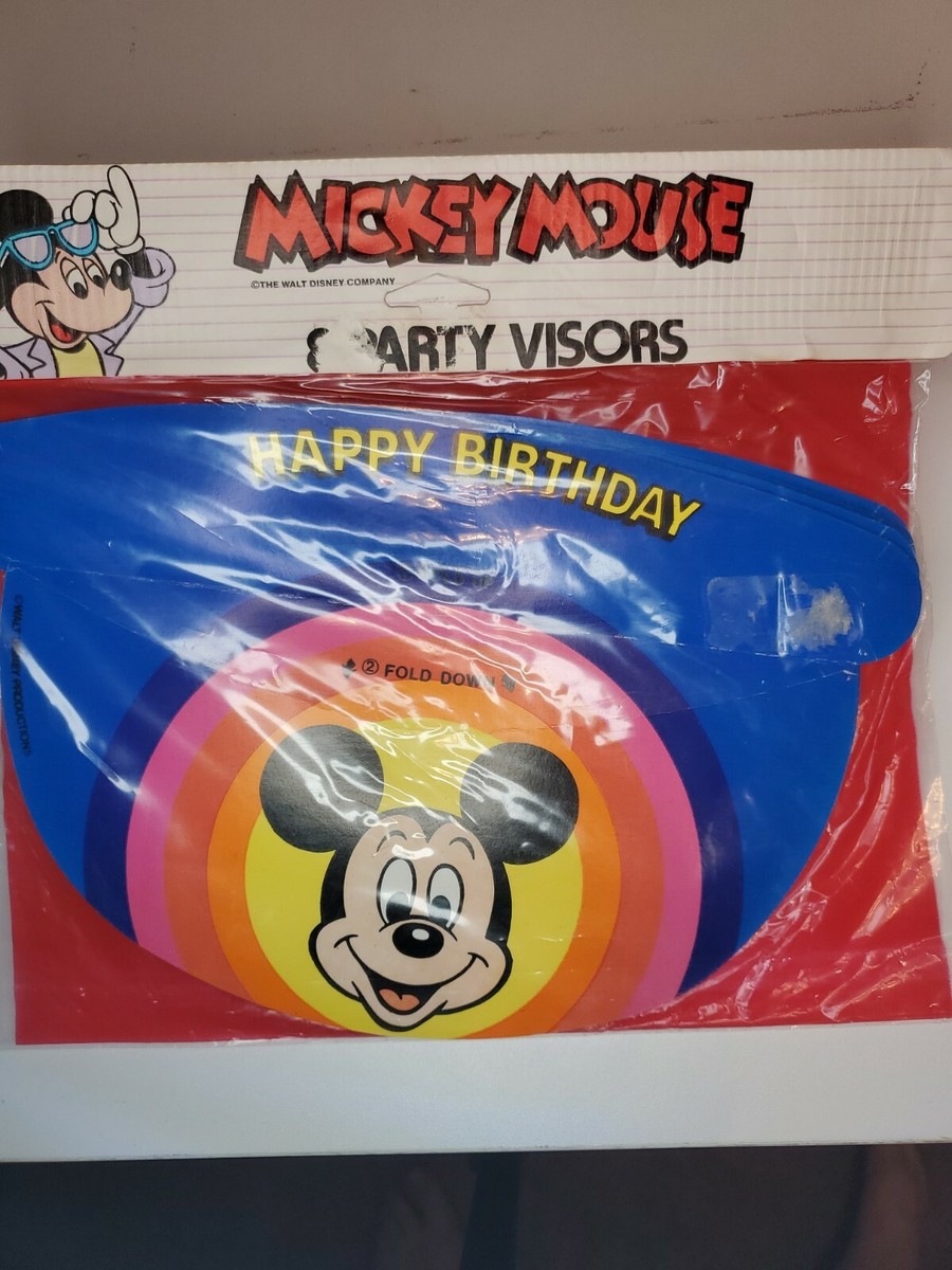 Vintage Mickey Mouse Party Favor Visors Hats Happy Birthday 