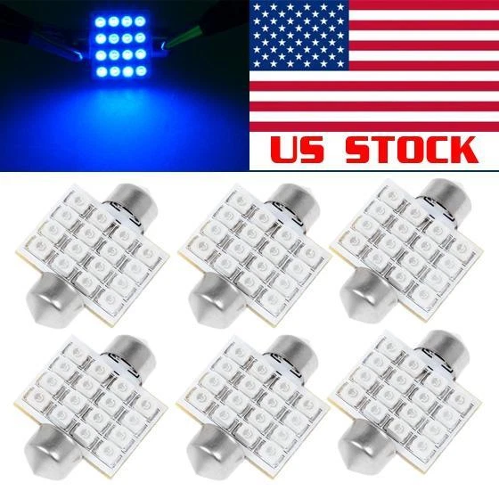 6x Xenón Azul 31mm 16SMD 3528 DE3175 DE3022 Festón Bombillas LED Luz Interior Foto 3 de 4