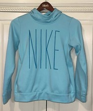 Nike Sweatshirt Girls XL Aqua Blue Hoody Long Sleeve PE School Kangaroo Pocket