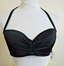 SHADE SHORE Womens LINED HALTER SWIM TOP - Size 34D - BLACK Underwire NWT