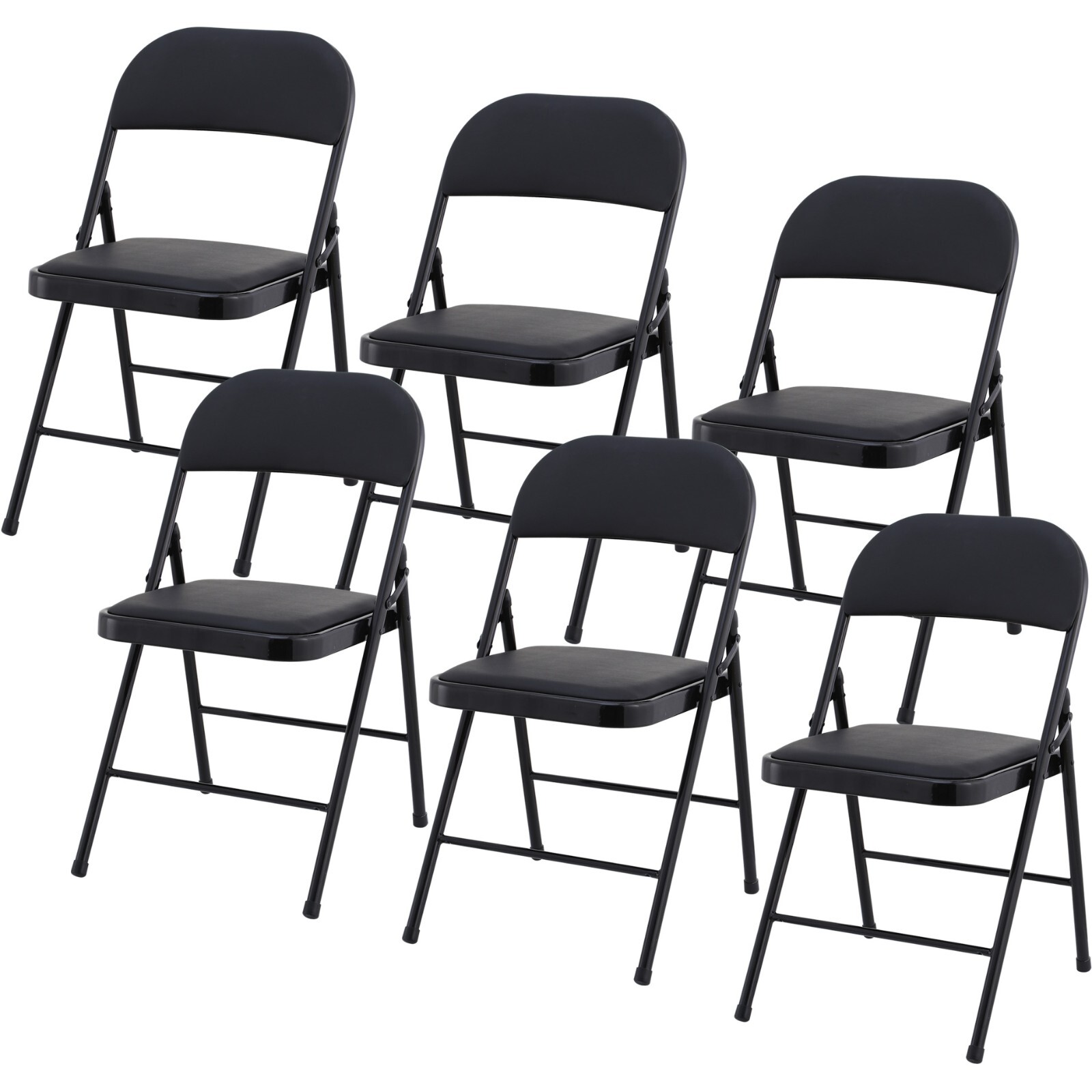 Charles Jacobs Cushioned PU Folding Chairs with a Black Metal Frame - Set of 6 29 Charles Jacobs Folding Chair Cushioned PU Office Reception Padded Black Frame