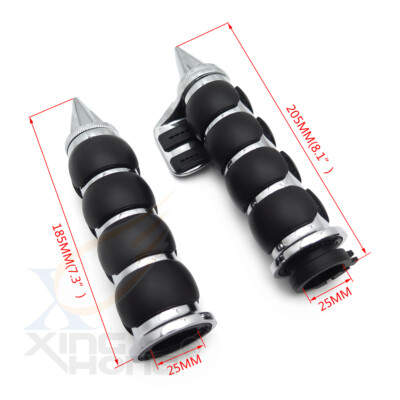 Motorcycle Hand Grips 1 Inch Handlebar Throttle Grips 25MM Chrome Black - View #3