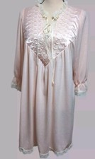 Vtg Nightgown Pink Sz M Romantic Embroidered Lace Angelic Feminine Fairy 90s Y2K