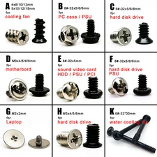 50pcs Computer PC Case HDD SSD Phillips Flat Round Head Repair Mount Screw Bolt