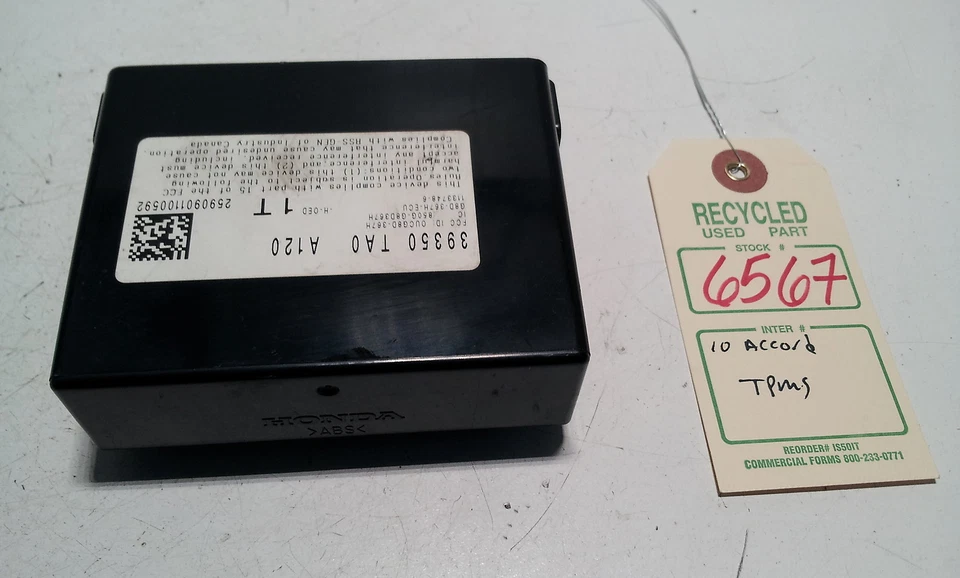 2010 Honda Accord Tire Pressure Monitor Sensor TPMS OEM 39350 TA0 A120 #6567 - Image 2 of 4