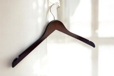 Case of 25 Adult Dark Walnut Wooden Top Hangers with Gold Hooks