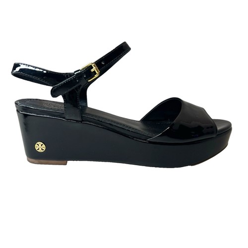 Tory Burch | Sz 9.5B Canvas Wedge Espadrille Leather Strap  display picture 3