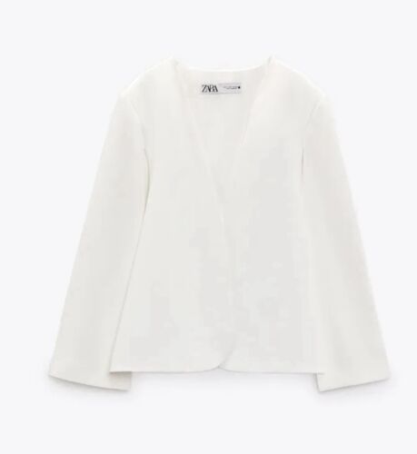 Zara Net Cape White Blazer suit Jacket Coat overcoat - Picture 13 of 13