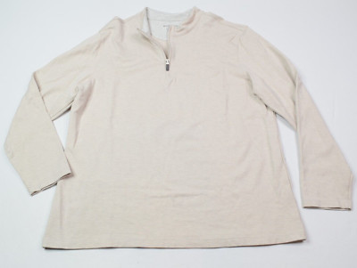 Mizzen+Main ProFlex Quarter Zip Mens 2XL Sand Heather Long Sleeve Slim Stretch