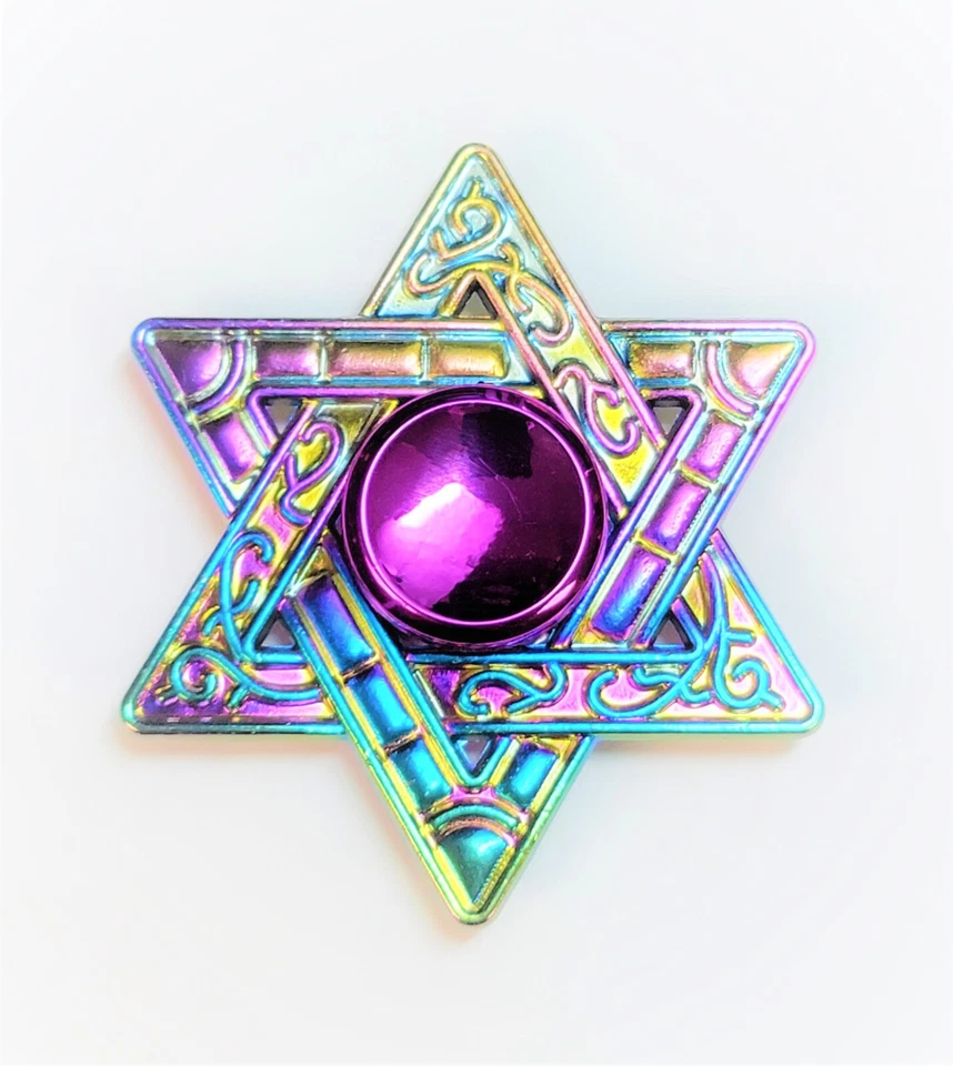 Jewish Star Hanukkah Fidget Finger Spinner Menorah Metal Hand Toy Judaica Kids - Image 2 of 2