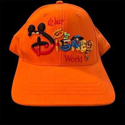 Walt Disney World Orange Snapback Hat Cap Adult Embroidered