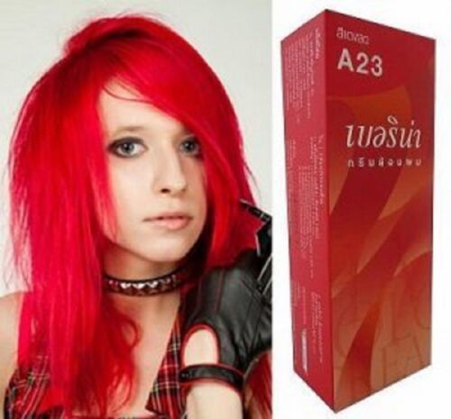 Berina A23 Bright Red HAIR COLOUR Permanent cream HAIR DYE  - Afbeelding 1 van 2