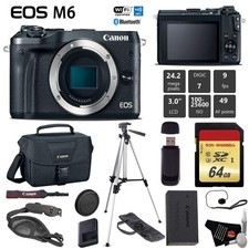 Canon EOS M6 Mirrorless Digital Camera Black, Body Only  64GB Class