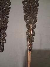 1880s AntiqueJet Black Beaded Mourning Dress Embellishment 12 Inch Pair Of Two
