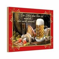 Holzschild 20X30 Cm Leben Ohne Bier Ist Sinnlos Essen Trinken Deko Geschenk Holz