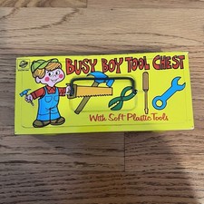 Vintage Busy Boy Tool Chest Tin Box Ohio Art 1970s Toy Storage No Tools 