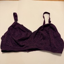 M&S Nursing Bra 42E Non-Wired Lace Full Cup Maternity Blackcurrant Purple VGC