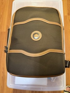 DELSEY Paris Backpack Brown/Tan Solid Polyester Adjustable Straps 18" & Under