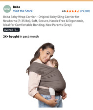 Boba Baby Wrap Carrier - Gray Stretchy Baby Wrap for Newborn