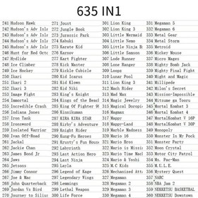 Cartridge Game Console 635 in 1 Multicart Classic Retro Games Collection NES