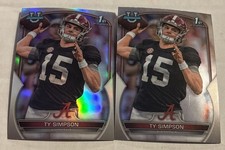 2022 Bowman Chrome U-  Ty Simpson 1st Rookie RC Refractor + BASE- #80 Alabama