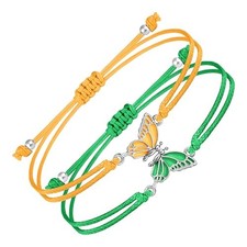 BFF Bracelets for 2-Butterfly Matching Bracelets Green Yellow-Silver