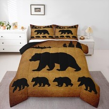 Black Bear Bedding for Boys Girls , Woodland Animal Twin Comforter Set, Jungl...