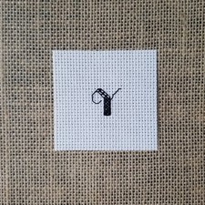 Finished Completed Cross Stitch Mini Script Monogram Initial Letter Y Piece