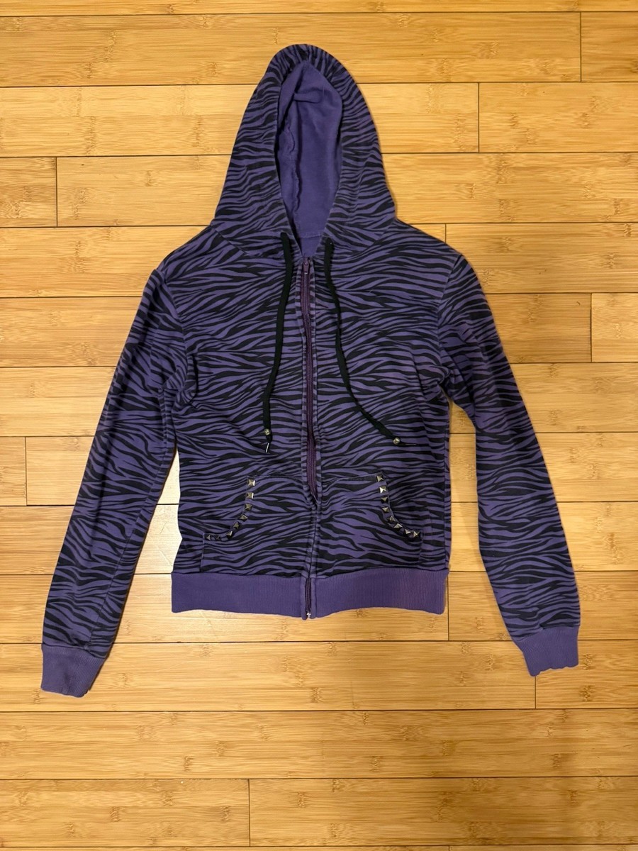 Abbey Dawn Inspired purple and black Zebra hoodie w studs on