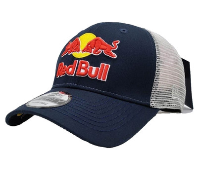 R - Navy & Silver Trucker Cap. 3 Embroidered Logos. F1 Racing. MotoGP/Motocross.
