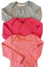 Carters Baby Girl Newborn Tee Shirts Long Sleeve Bodysuits Clothes Lot Dot Heart