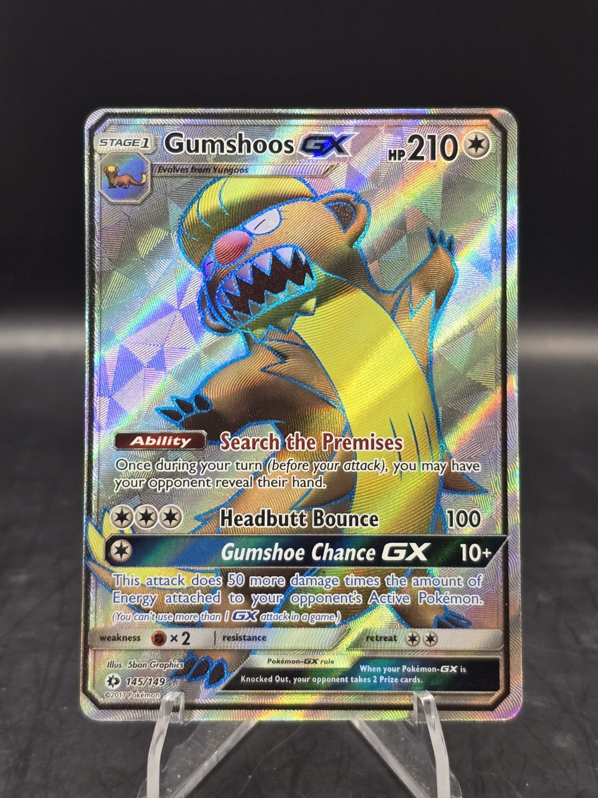Pokemon TCG Gumshoos GX 145/149 SM Base Set Full Art Holo Ultra Rare NM
