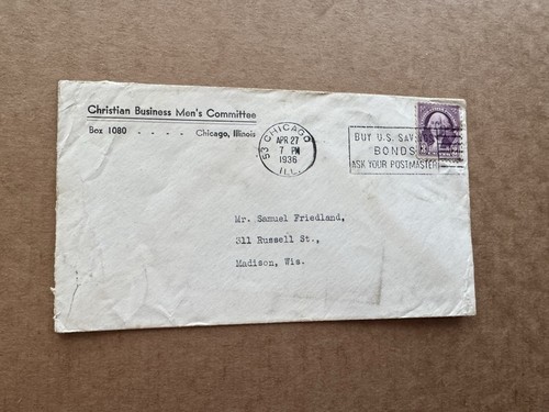 US 1936 Cover +Christian Business Men's Committee +Buy US Bonds CXL+Washington3C - Picture 1 of 1