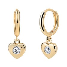 14K Gold Plated Heart Dangle Earrings For Women, Dainty Gold Earrings Gold Love