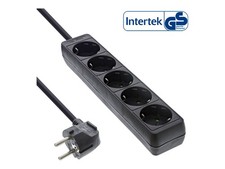 InLine Multi Outlet 5x Shucko Black Cable 1.5m Power Strip 1.5m 16451E