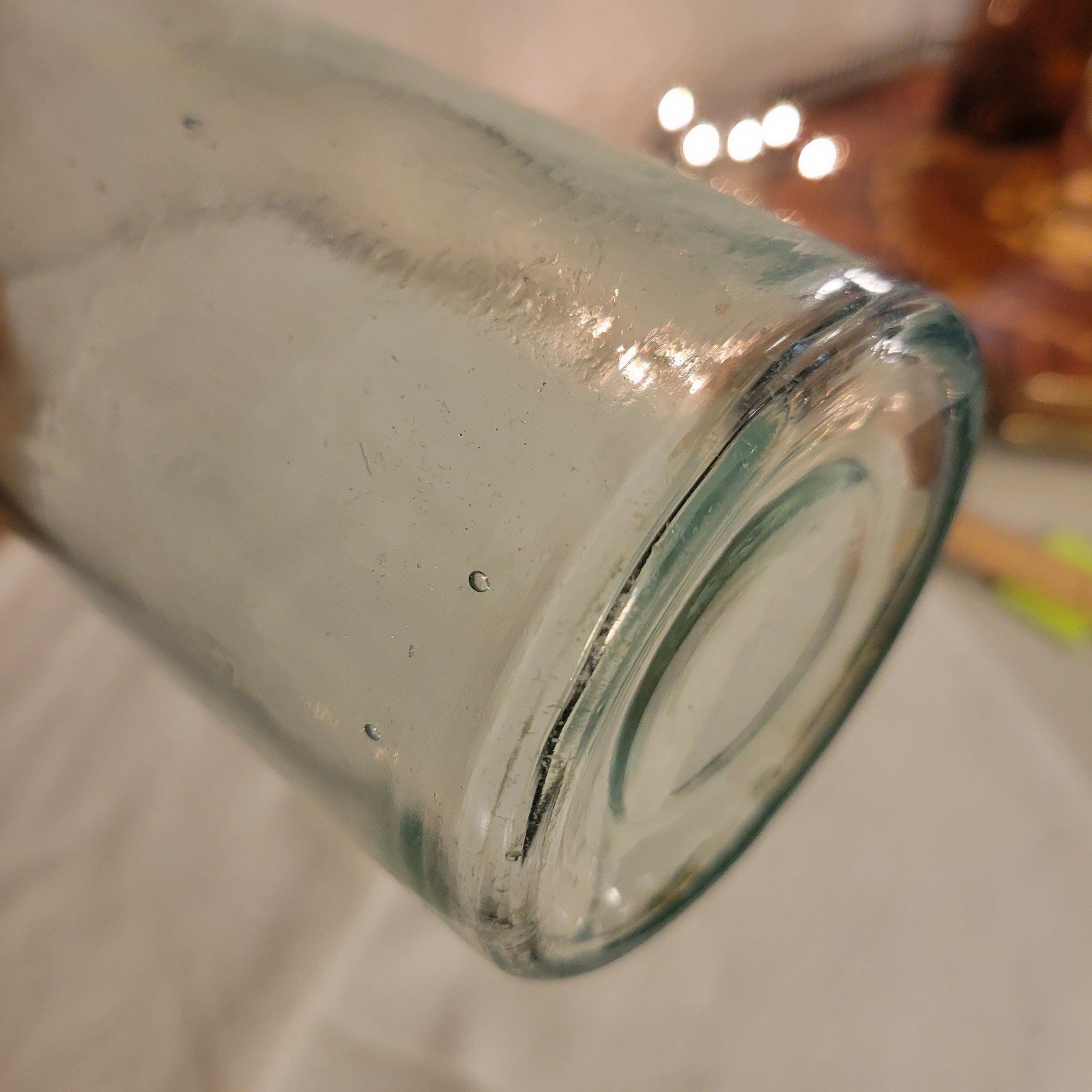 Old Antique Aqua Beer Bottle  with Applied Top