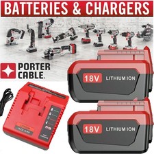 2Pack 18Volt 8.0Ah Battery / Charger for Porter Cable 18V Lithium PC18BLX PC18BL
