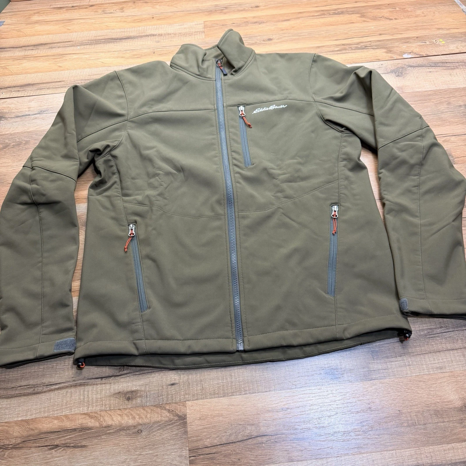 Eddie Bauer Mens Medium Windfoil Thermal Elite Jacket Fleece Lined Olive & Green