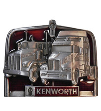 KENWORTH DIESEL TRUCK METAL Maroon Red In Color BELT BUCKLE