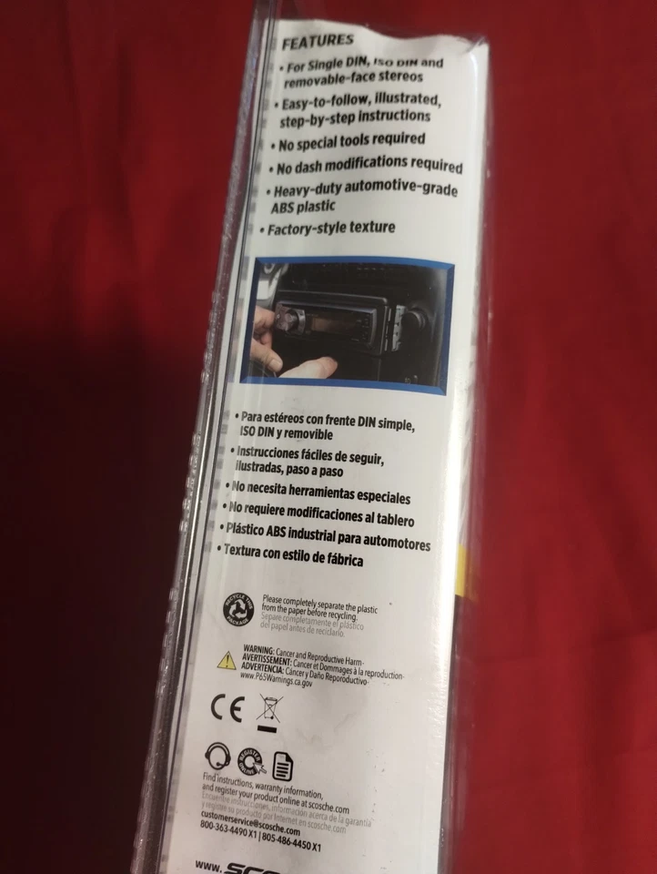  Scosche Stereo Install Kit FD2080 Ford 1995-11 Single, ISO DIN, Removable-face  - Image 4 of 4