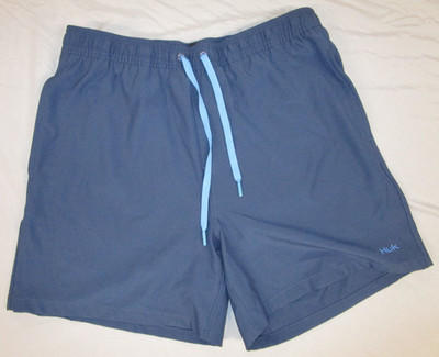 Huk Pursuit Volley Swim Shorts H2000184 Men's Med blue Bathing Suit Trunks lined