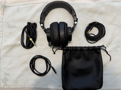 Audio-Technica ATH-M50x Black Headphones With 3 Cables Bag And Upgraded Ear Pads