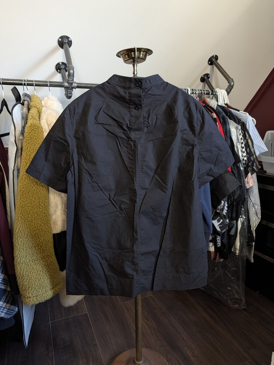 RICK OWENS Walrus '17 Back Button Brushed Cotton S/S Smock Small